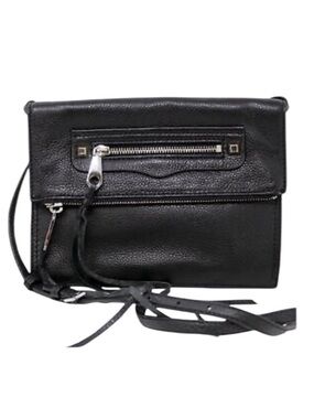 Rebecca Minkoff Regan Black Leather Crossbody Clutch Bag with Removable Strap